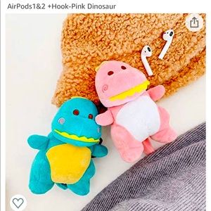 Pink dinosaur air pod case